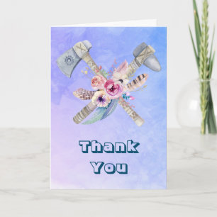 Tarjeta De Agradecimiento Tomahawk Feathers and Flowers Gracias
