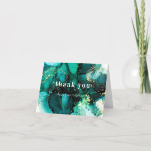 Tarjeta De Agradecimiento Tono de joya verde esmeralda Boda Gracias