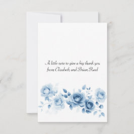 Tarjeta De Agradecimiento Tonos de Rosas Azules Diseño Floral Vintage