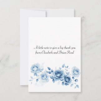 Tarjeta De Agradecimiento Tonos de Rosas Azules Diseño Floral Vintage