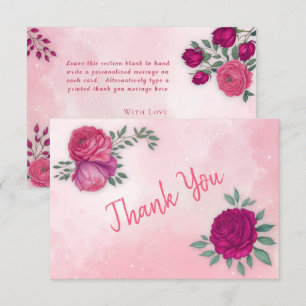 Tarjeta De Agradecimiento Tonos del boho floral moderno rosa rosa magenta