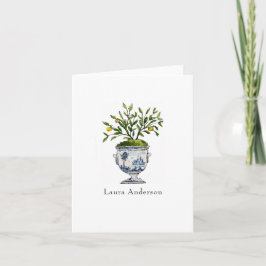 Tarjeta De Agradecimiento Topiaria de limonero al aguarela doblada 