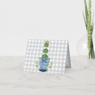 Tarjeta De Agradecimiento Topiario de Chinoiserie Blue Ginger Jar