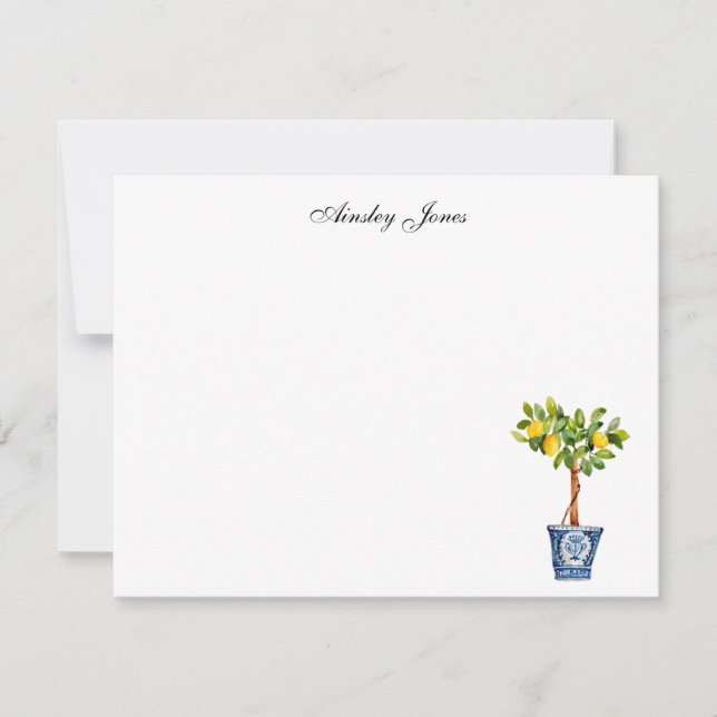 Tarjeta De Agradecimiento Topiario de limonero en acuarela (Anverso)