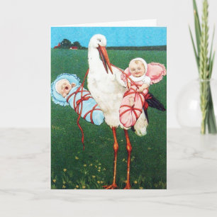 Tarjeta De Agradecimiento TORMENTA BABY SHOWER TWIN, rosa, azul Verde azulad