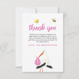 Tarjeta De Agradecimiento Tormenta rústica con Baby Shower Chica de mariposa