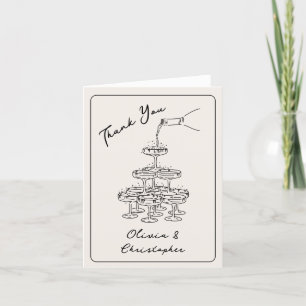 Tarjeta De Agradecimiento Torre de champán elegante vintage boceto agradecim