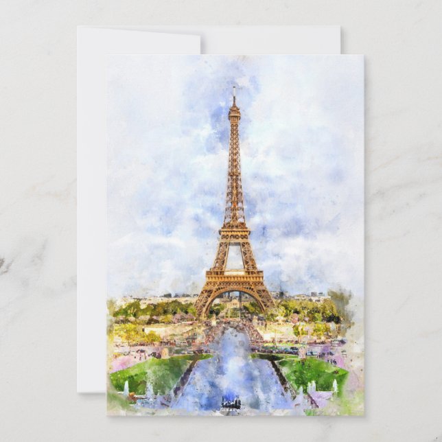 Tarjeta De Agradecimiento Torre Eiffel en París al atardecer nr2 (Anverso)