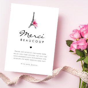 Tarjeta De Agradecimiento Torre Eiffel Merci Beaucoup Despedida de Soltera F