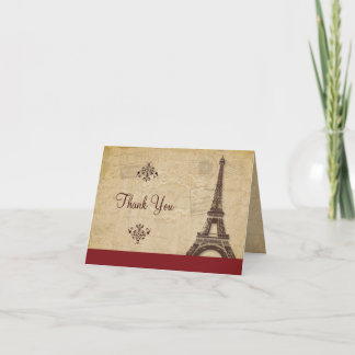 Tarjeta De Agradecimiento Torre Eiffel Parisinos Gracias