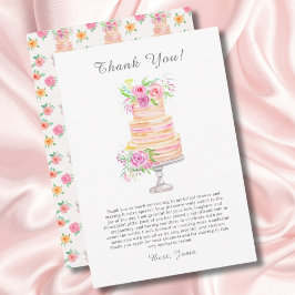 Tarjeta De Agradecimiento Torta De Bodas Por Capas Con Rosas Al Acuarela