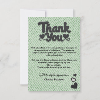 Tarjeta De Agradecimiento Torta de Despedida de Soltera Minimalista Verde Sa