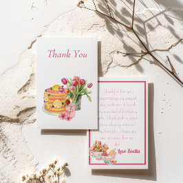 Tarjeta De Agradecimiento Torta de flores de tulipanes amarillos rosados Gra