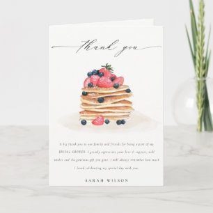 Tarjeta De Agradecimiento Torta De Frutas Rústica Y Monada Acuarela Desayuno