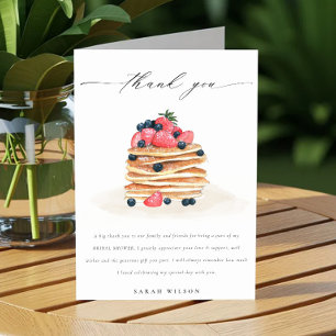 Tarjeta De Agradecimiento Torta De Frutas Rústica Y Monada Acuarela Desayuno