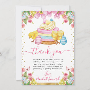 Tarjeta De Agradecimiento Torta de pollitos con acuarela para baby shower de