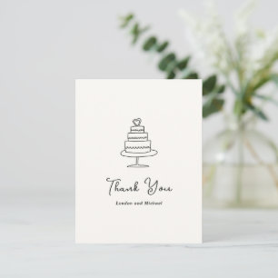 Tarjeta De Agradecimiento Torta Dibujada a Mano Doodle Boda Moderna