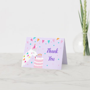 Tarjeta De Agradecimiento Torta divertida de Llama entera 3er cumpleaños púr