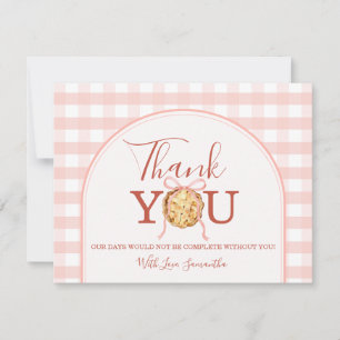 Tarjeta De Agradecimiento Torta Linda Lazo Rosa Pastel Cuadro Otoño Baby Sho