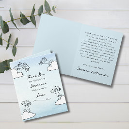 Tarjeta De Agradecimiento Torta Nupcial Caprichosa Azul Hecha en el Cielo