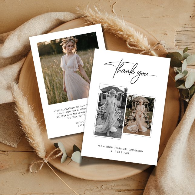 Tarjeta De Agradecimiento Torta Nupcial de Caligrafía Moderna 3 Fotos (Subido por el creador)