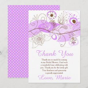 Tarjeta De Agradecimiento Torta Nupcial de Floral Morado
