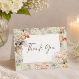 Tarjeta De Agradecimiento Torta Nupcial de Hortensias Vintage Románticas Neu
