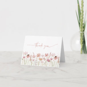 Tarjeta De Agradecimiento Torta Nupcial Floral Silvestre Terrosa Neutral