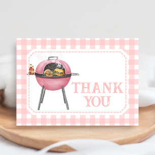 Tarjeta De Agradecimiento Torta Rosa BBQ Baby Shower