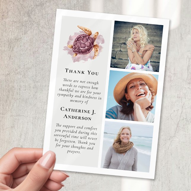 Tarjeta De Agradecimiento Tortuga 3 Foto Simpatía Funeral (Subido por el creador)