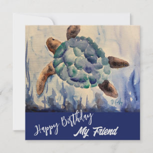 Tarjeta De Agradecimiento Tortuga acuática Notecard