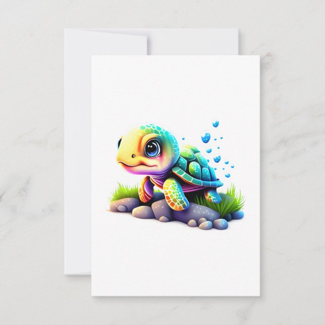 Tarjeta De Agradecimiento Tortuga arcoiris (Anverso)