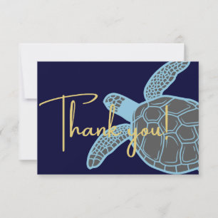 Tarjeta De Agradecimiento Tortuga marina azul marino tropical costera