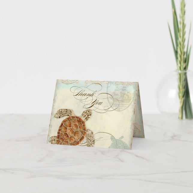 Tarjeta De Agradecimiento Tortuga marina estilo moderno costa Ocean Beach Sw (Anverso)