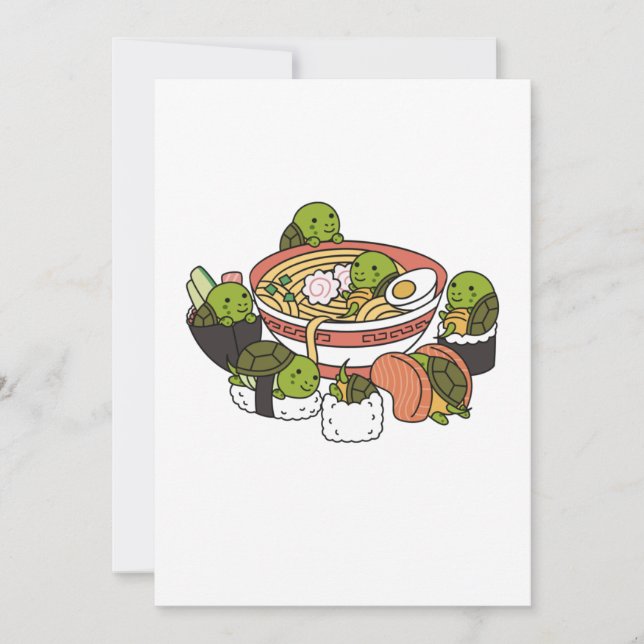 Tarjeta De Agradecimiento Tortuga Ramen Sushi (Anverso)