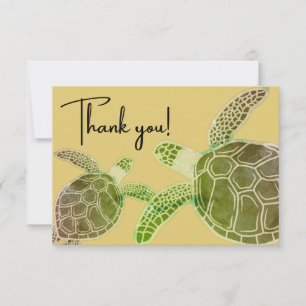 Tarjeta De Agradecimiento Tortuga Verde Tropical Costera