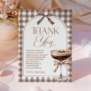 Tarjeta De Agradecimiento Tostada de Amor Expreso Martini Lazo de Boda