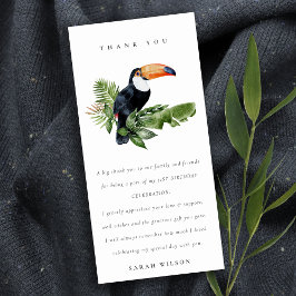Tarjeta De Agradecimiento Toucan de Selva Tropical Fauna Cumpleaños de Cualq