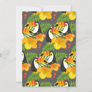 Tarjeta De Agradecimiento Toucan Pájaro Naranja Flores Tropicales Hojas Verd