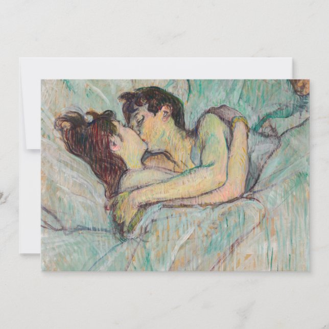 Tarjeta De Agradecimiento Toulouse-Lautrec - En La Cama, El Beso (Anverso)