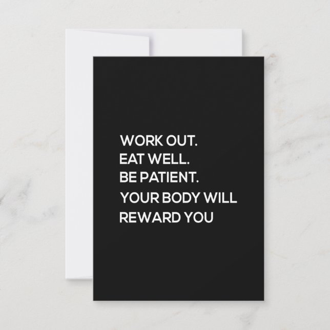 Tarjeta De Agradecimiento trabajar come bien tenga paciencia su cuerpo recom (Anverso)