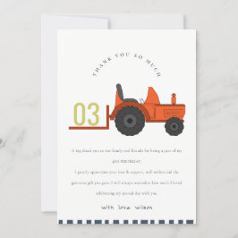 Tarjeta De Agradecimiento Tractor de granja rojo lindo cumpleaños niños de c