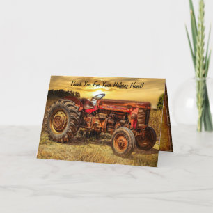 Tarjeta De Agradecimiento Tractor de granjas rojas Vintage