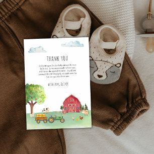 Tarjeta De Agradecimiento Tractor Mercado de Granjeros Fiesta de Bebé Graner