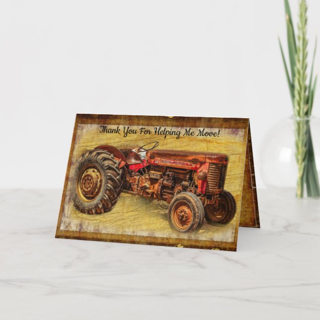 Tarjeta De Agradecimiento Tractor rojo antiguo (Anverso)