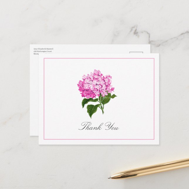 Tarjeta de agradecimiento tradicional de hortensia (Anverso/Reverso In Situ)