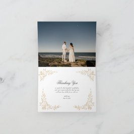 Tarjeta De Agradecimiento tradicional Escudo Monograma Clásico Boda Elegante