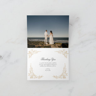 Tarjeta De Agradecimiento tradicional Escudo Monograma Clásico Boda Elegante