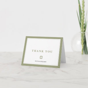 Tarjeta de agradecimiento tradicional verde con bo