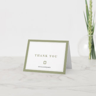 Tarjeta de agradecimiento tradicional verde con bo